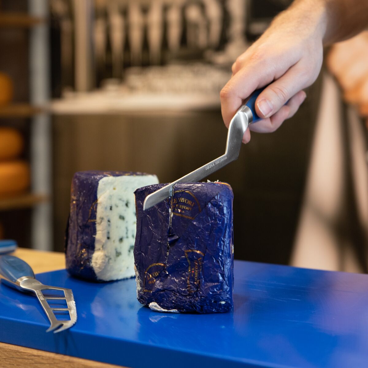 Couteau à Fromage à Pâte Mi-dure Professionnel, Bleu 210 mm, BOSKA