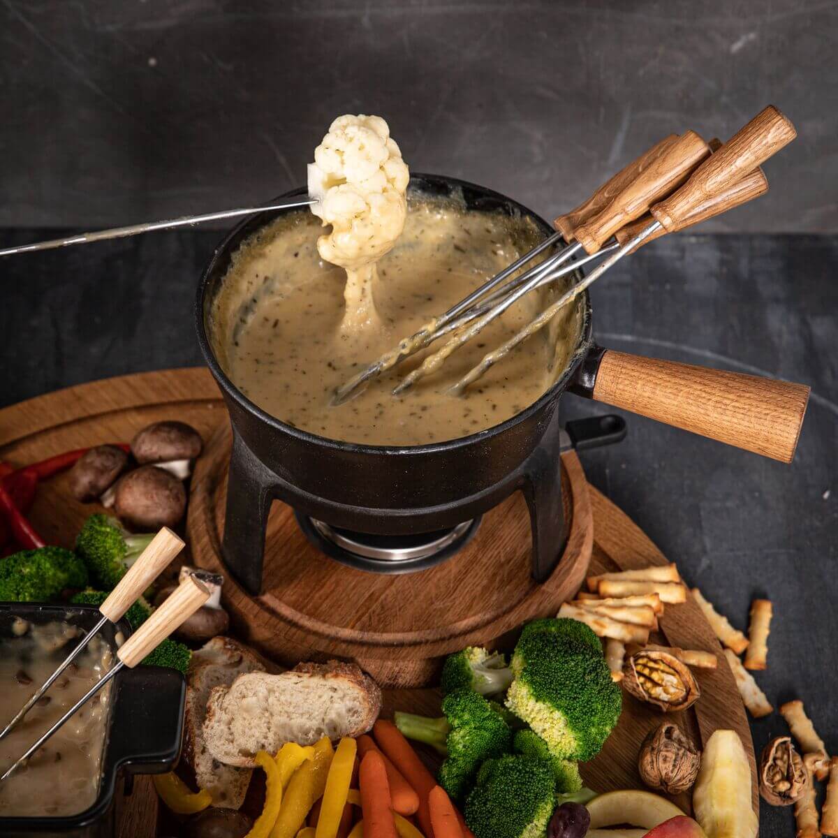 Caquelon fondue fromage poelon casserole couvercle orange Taille