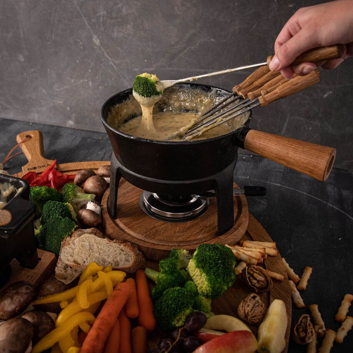 Caquelon fondue fromage poelon casserole couvercle orange Taille